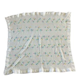Vintage Baby Morgan Cozy Balloon Blanket Waffle Weave Satin Edge NO TAG 38x40
